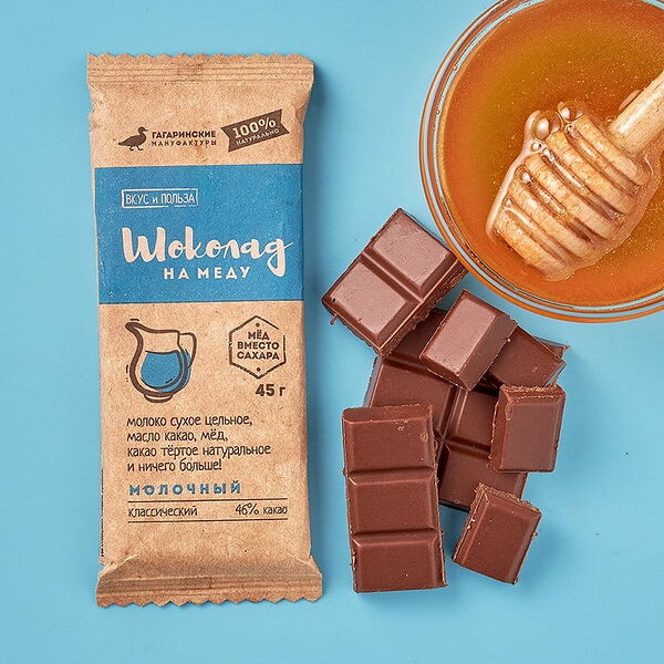 Шоколад на меду Молочный 46% какао