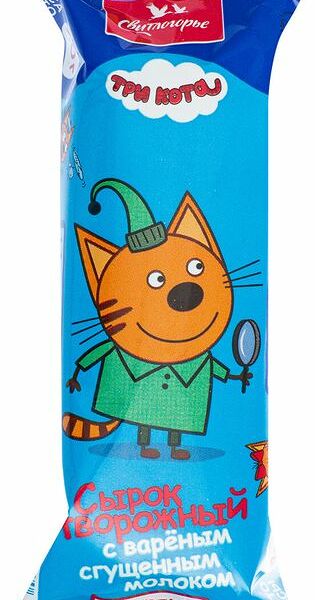 Сырок глазированный Свитлогорье Три кота с вареным сгущенным молоком 16%, 40 г