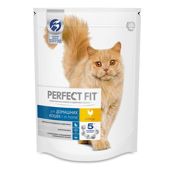 Корм сухой Perfect Fit для домашних кошек с курицей