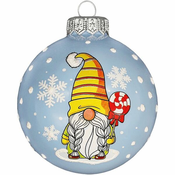 Игрушка на ёлку шар Гном в подарочной упаковке, 80мм