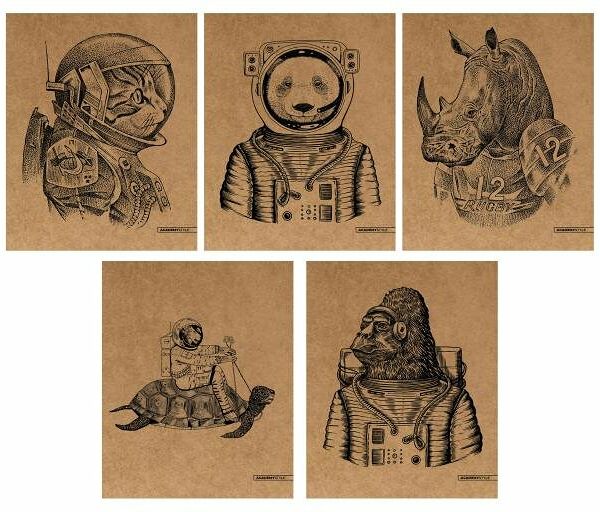 Тетрадь Academy Style Животные в космосе в клетку А5, 96 л в ассортименте 1 шт