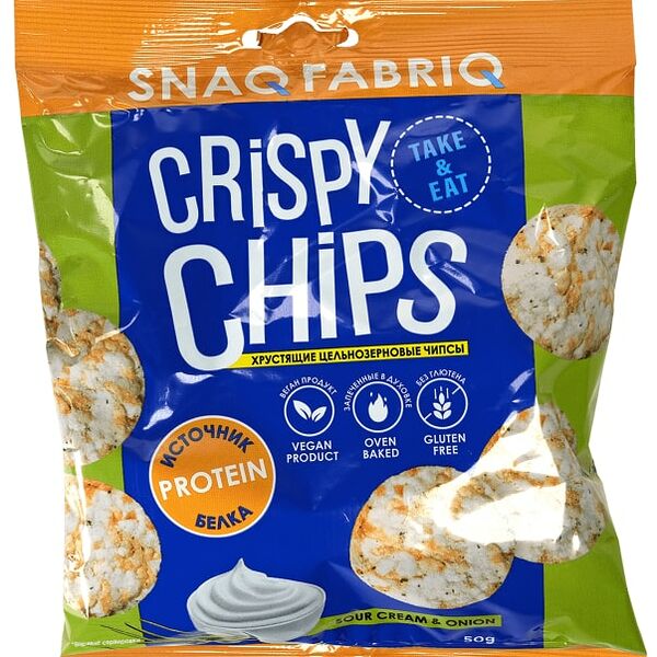 Чипсы Snaq Fabriq цельнозерновые сметана и зеленый лук 50г
