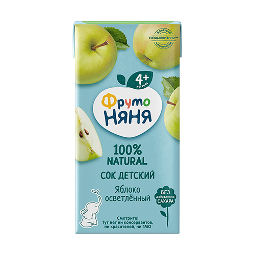 Сок детский Фрутоняня яблоко осветленный, без сахара с 4 месяцев