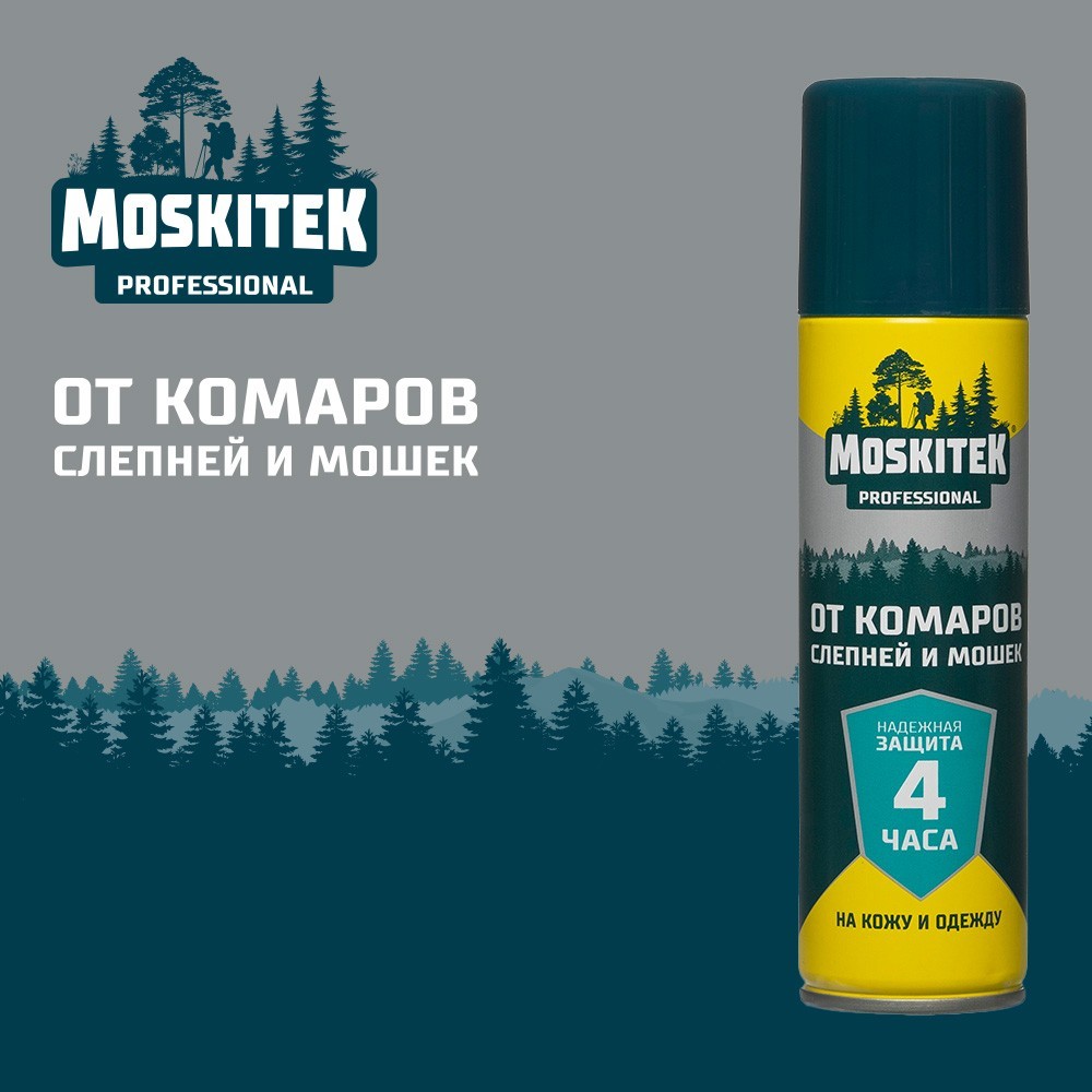 

Аэрозоль от укусов комаров и клещей Moskitek Лес и Болото ДЭТА 28% 150 мл