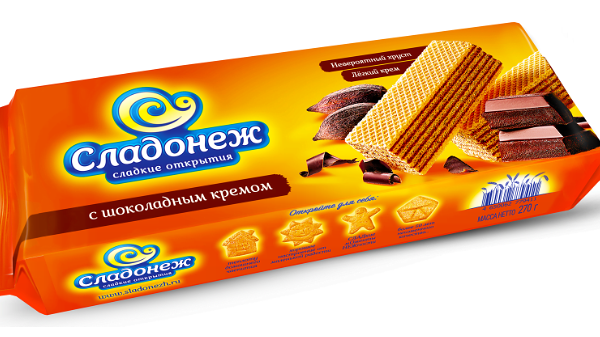 Вафли Сладонеж с шоколадным кремом, 270г