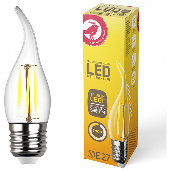 LED-Лампа АШАН Красная птица E27 6-60W