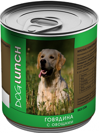 Дог Ланч консервы для собак Говядина и овощи