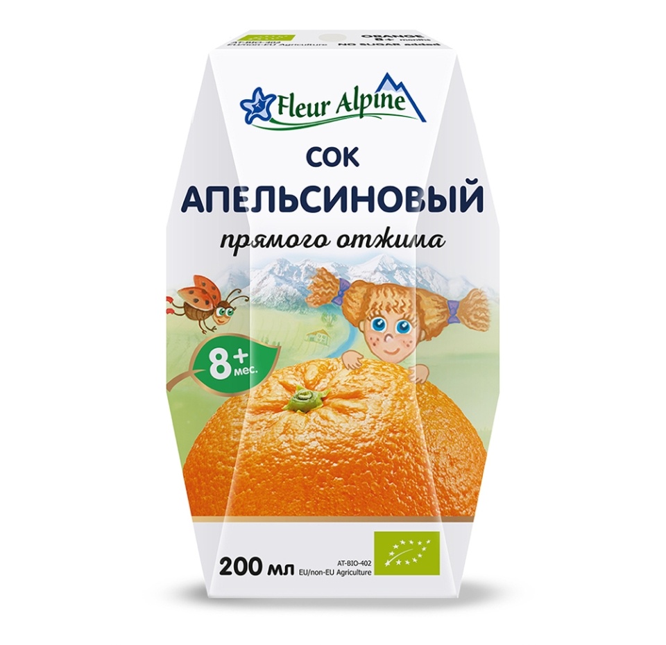 

Сок Fleur Alpine апельсиновый прямого отжима с 8 месяцев 200 мл