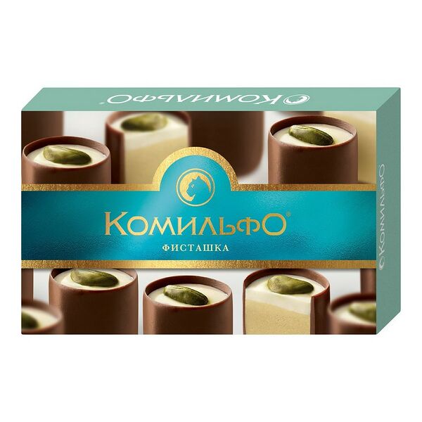 Конфеты шоколадные с двухслойной начинкой Фисташка КОМИЛЬФО вес 116 г