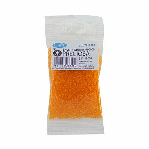 (90000) 311-19001-10/0 Бисер прозрачный 10/0, круг.отв., 20гр Preciosa,упак