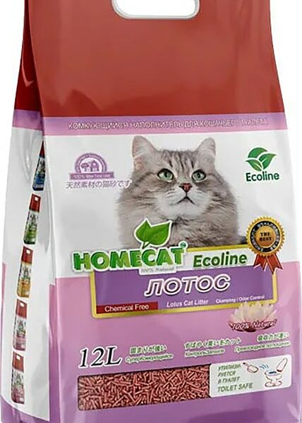 Наполнитель для кошачьего туалета Homecat Ecoline Лотос комкующийся 12л