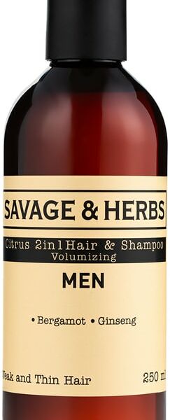 Шампунь и гель для душа Savage&Herbs 2в1 укрепляющий с бергамотом и женьшенем 250мл