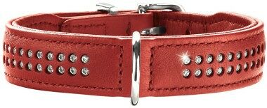 Hunter ошейник кожаный Diamond Elk Petit 30 - 34 см., Красный
