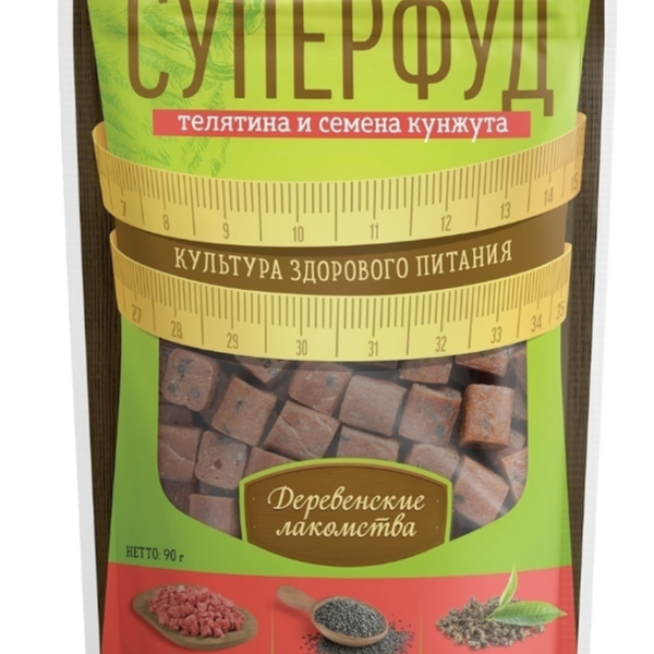 Лакомство для собак Деревенские лакомства Суперфуд Телятина и семена кунжута 90 г