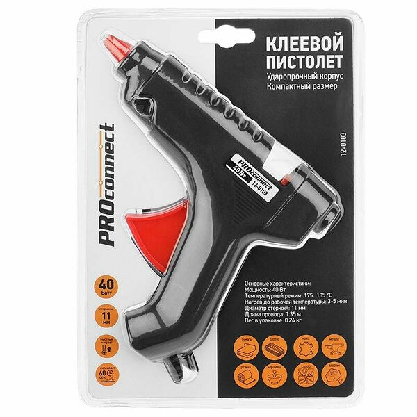 Пистолет клеевой ProConnect 40 Вт, 11 мм (12-0103)