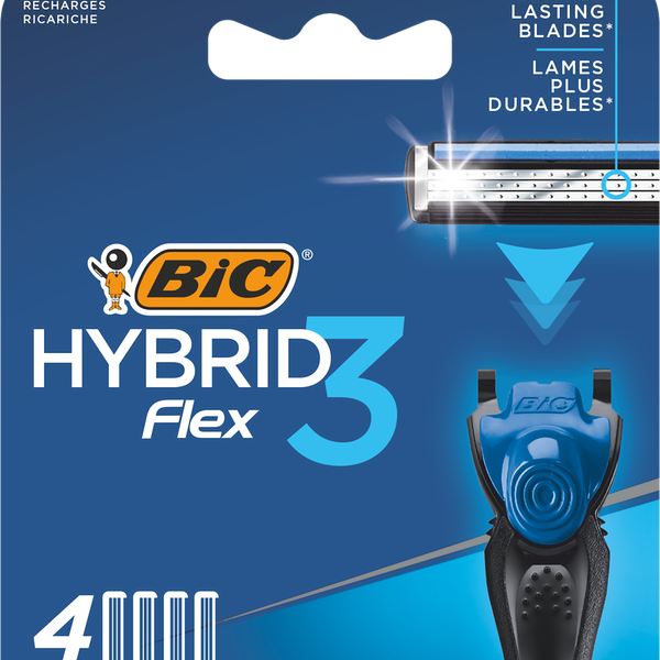 Кассеты сменные для бритья мужские BIC Hybrid 3 Flex подвижных лезвия, 4шт