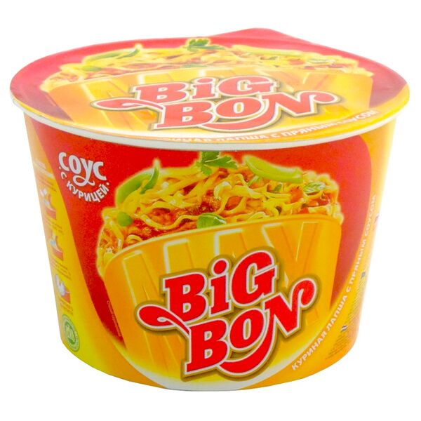 Лапша Биг-Бон с пряным соусом с курицей 95г