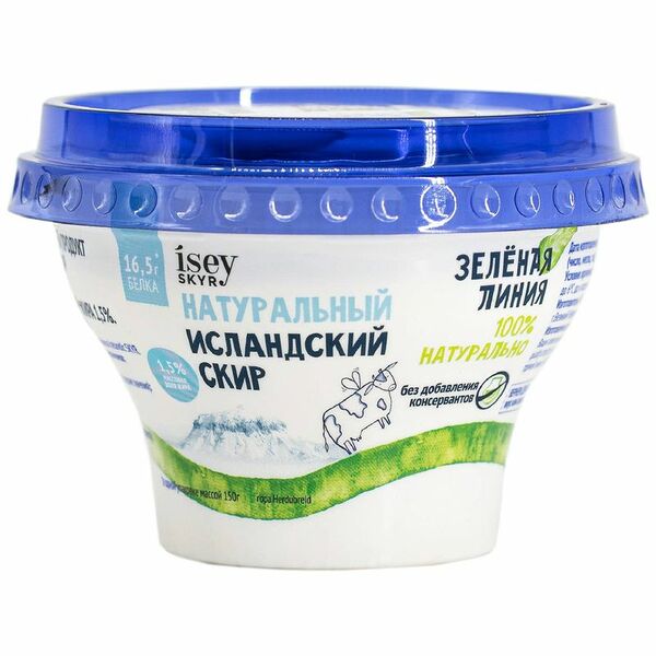 Продукт кисломолочный Исландский Скир натуральный 1.5% Зелёная Линия, 150г