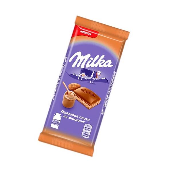Шоколад Milka молочный, ореховая паста из миндаля