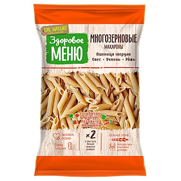 Макароны Dr.Naturi многозерновые Перья Здоровое меню  400г