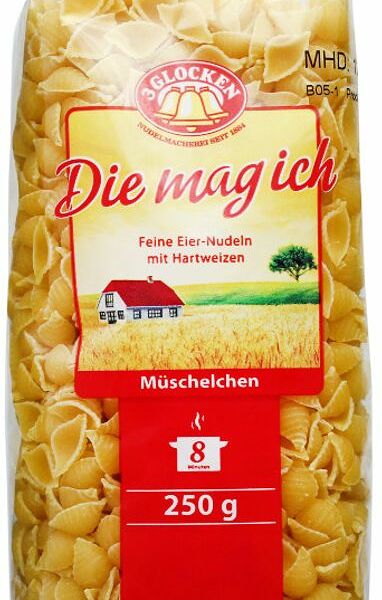 Макаронные изделия Muschelchen 3 Glocken Die Mag Ich Feine Eier-Nudeln 250 г