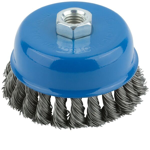 Корщетка чашка, гайка М14, стальная витая проволока 100 мм