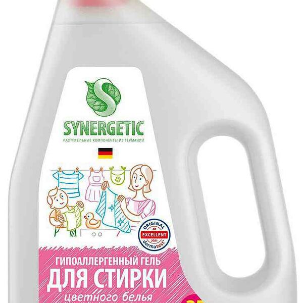 Гель для стирки цветного белья концентрат гипоаллергенный Synergetic
