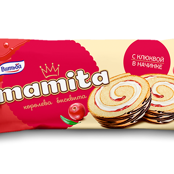 Бисквитный рулет Mamita с клюквой в начинке  вес 150 г. Республика Беларусь