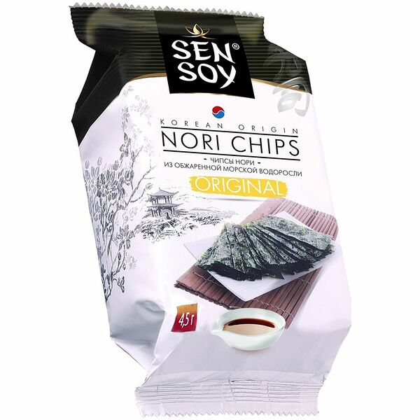 Чипсы нори Sen Soy Premium Original из морской капусты, 4.5г