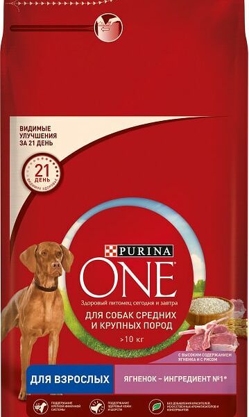 Сухой корм для собак Purina ONE Adult с ягненком и рисом 3.8кг