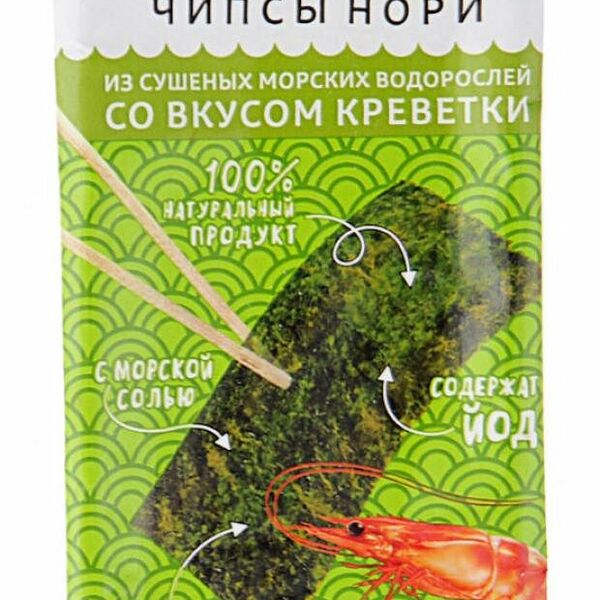 Чипсы Нори из сушеных морских водорослей со вкусом креветки ТМ Naitori (Наитори)