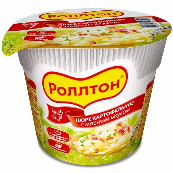 Пюре картофельное Роллтон с мясным вкусом стакан