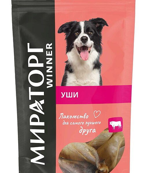 Лакомство для собак Мираторг Winner уши говяжьи, для всех пород, 50г