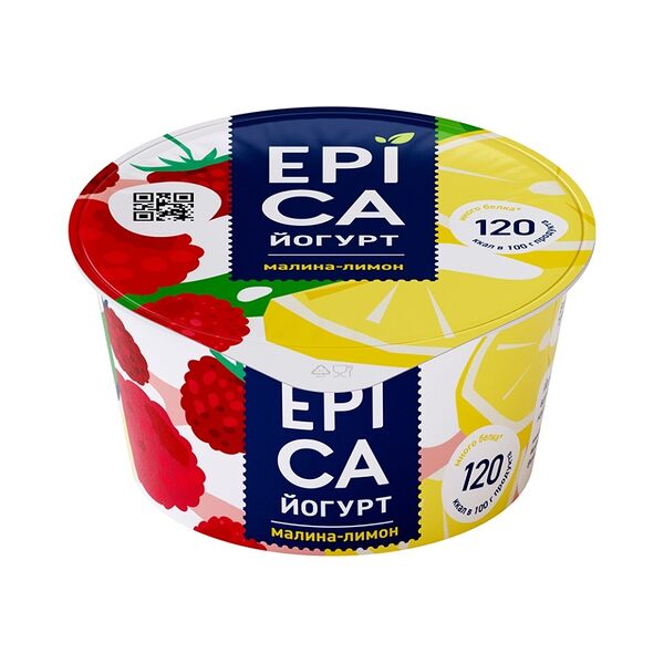 Йогурт EPICA с малиной и лимоном 4.8%, 130 г