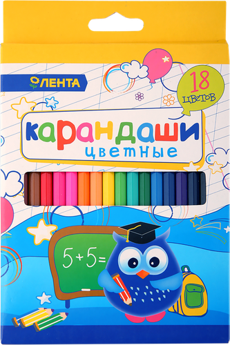 

Карандаши цветные Лента шестигранные 18 шт.