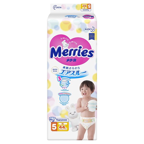Подгузники для детей размер XL (12-20 кг), Merries, 44 шт., Япония