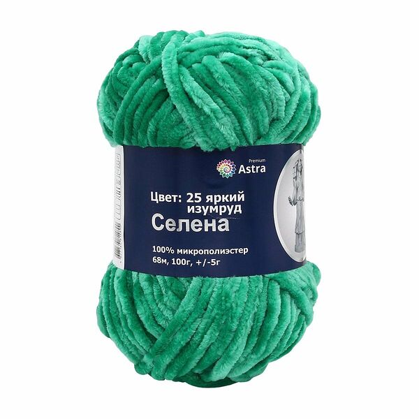 Пряжа Astra Premium 'Селена' 100гр. 68м (100% микрополиэстер)(25 яркий изумруд),шт