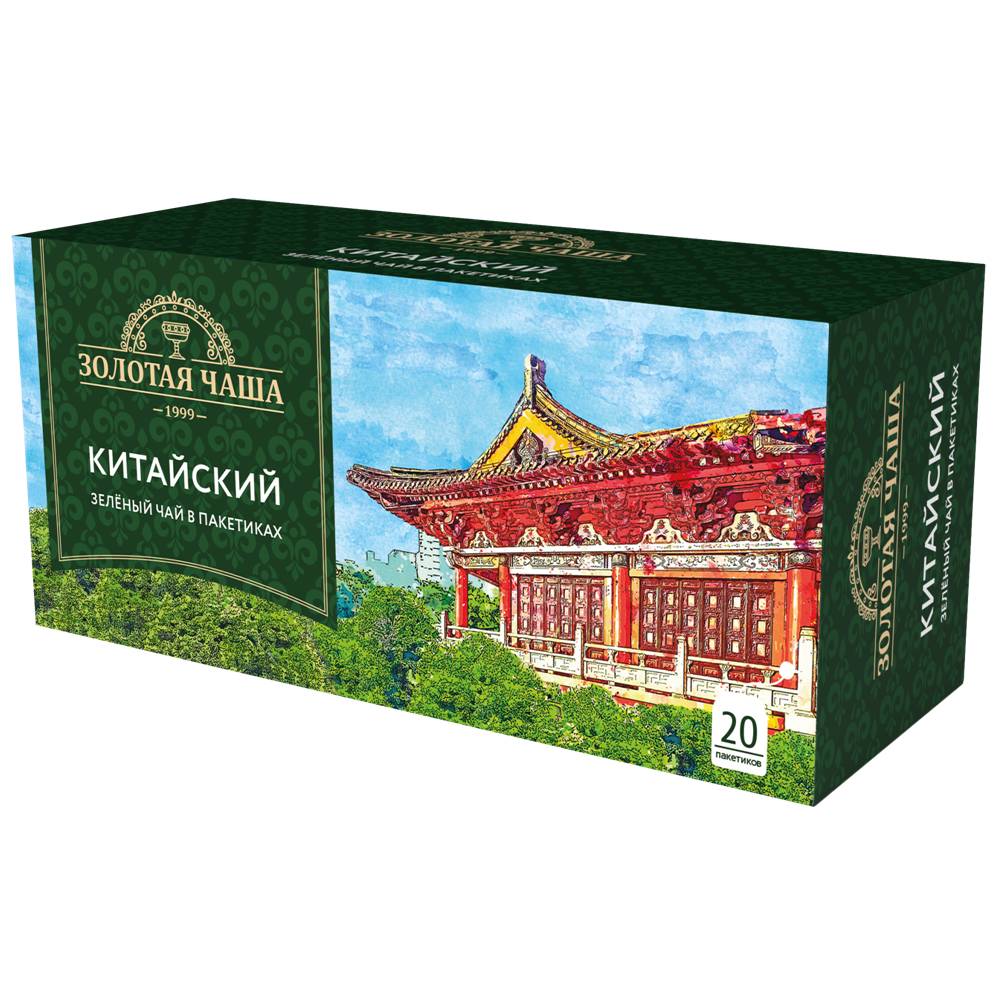 

Чай ЗОЛОТАЯ ЧАША Китайский зелёный байховый (20пак*1,8г) 36г