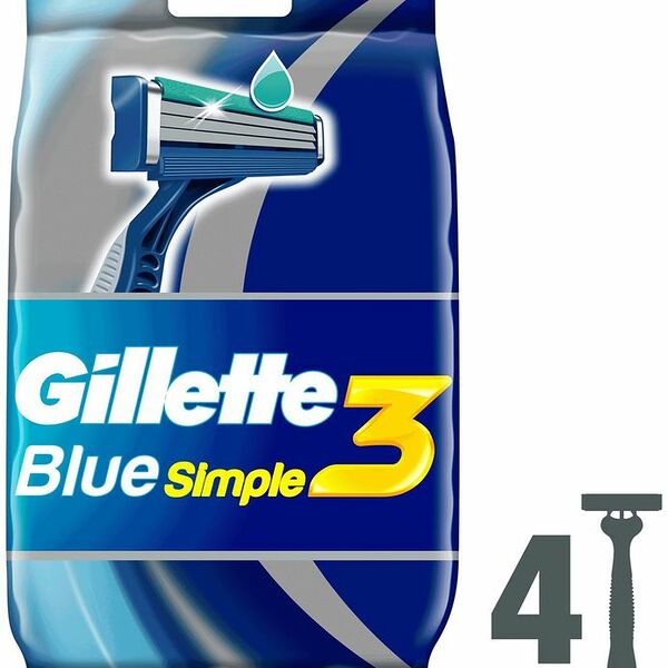 Бритва безопасная Gillette Blue Simple3 одноразовая, 4шт