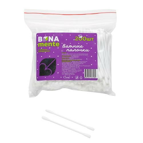 Палочки ватные Bona mente! в пакете 200 шт