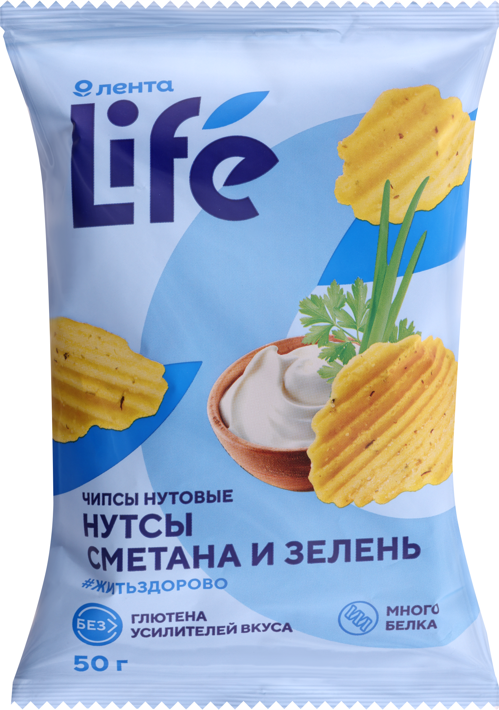 

Чипсы нутовые Лента Life Сметана и зелень 50 г