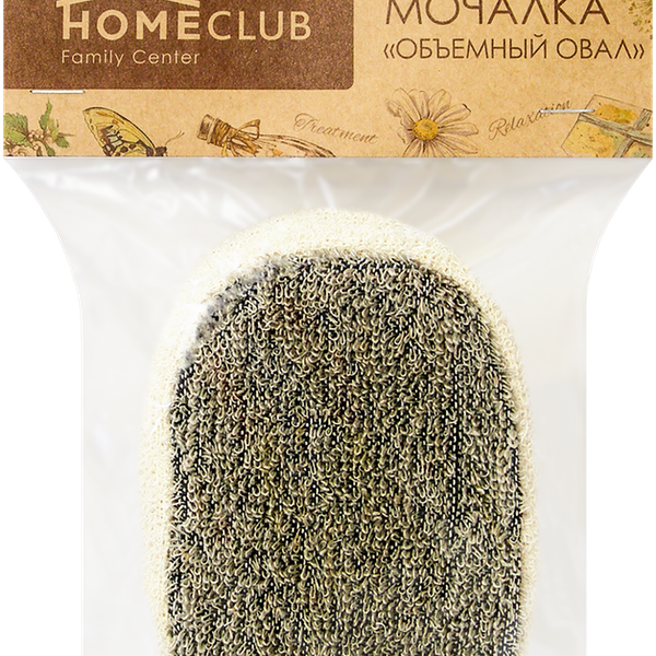 Мочалка HOMECLUB Объемный овал, лен