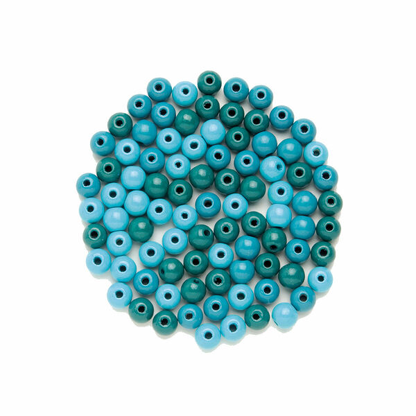 61654054 Бусины деревянные, 10мм, 47шт, бирюзовый микс  (Сертификат FSC)