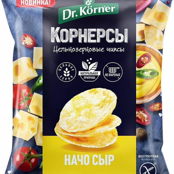 Чипсы кукурузно-рисовые Dr.Korner с сыром начо, 50г