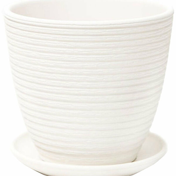 Горшок Крокус 1 керамический белый с поддоном d12 см