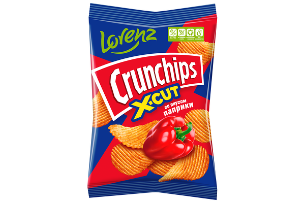 Чипсы Crunchips X-Cut картофельные рифленые со вкусом паприки, 70г