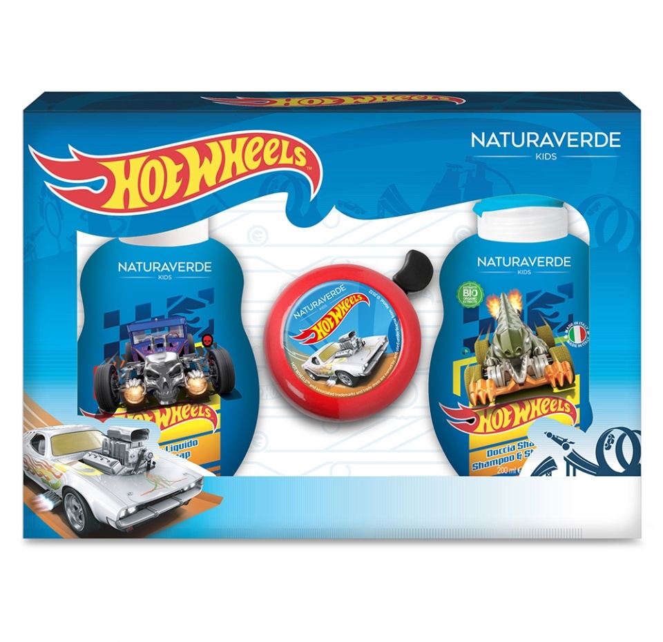 

Набор подарочный Hot wheels велосипедный звонок (шампунь и гель для душа 250 мл + жидкое мыло 250 мл + велосипедный звонок) Италия