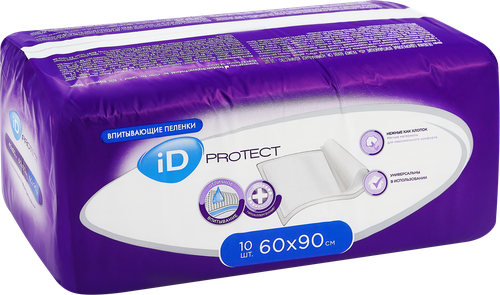 

Пеленки iD Protect впитывающие 60 х 90 см 10 шт.