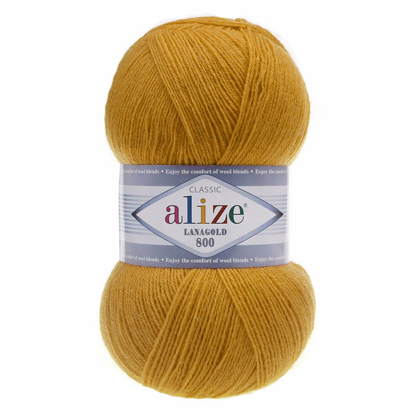 Пряжа ALIZE 'Lanagold 800' 100гр.,730м (49%шерсть, 51%акрил)(645 горчичный)