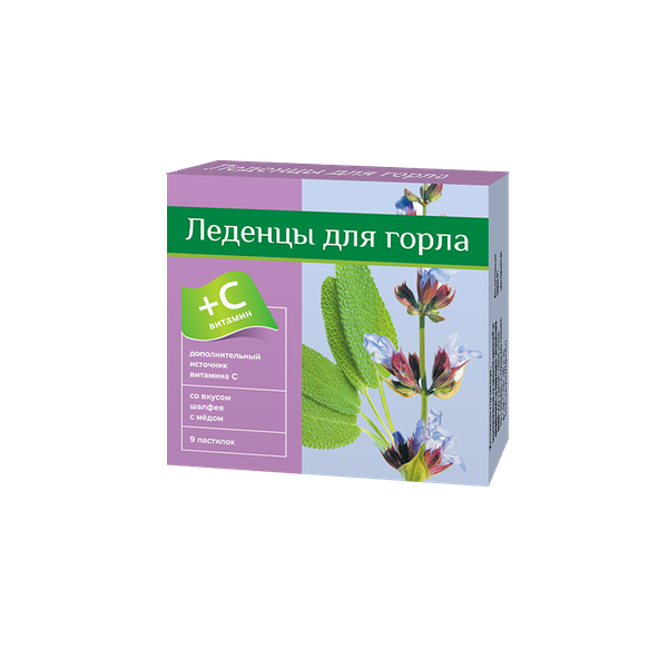 PL Леденцы с витамином С со вкусом шалфея и мёда, 9 штук